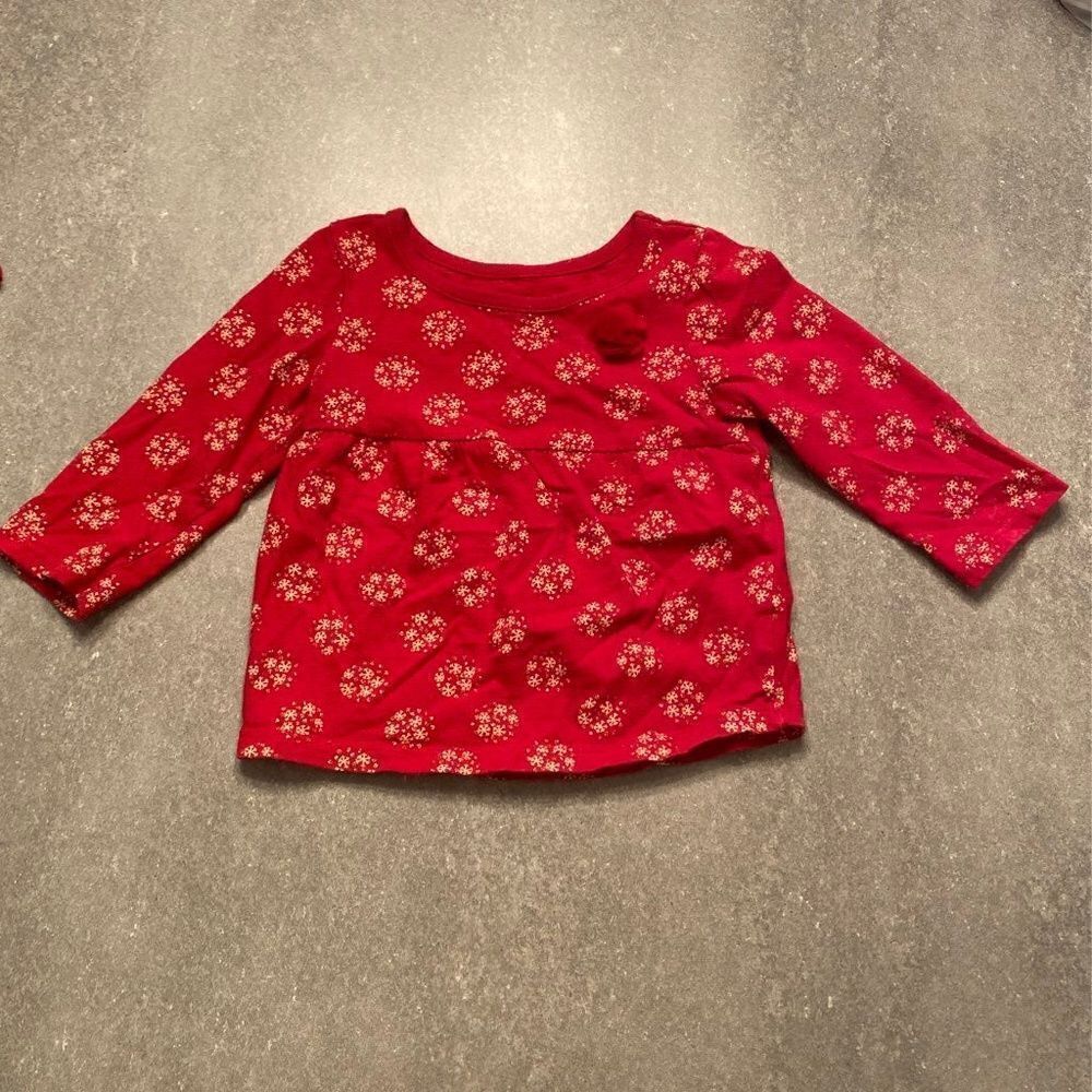 Jumping beans red long sleeve snow flake top